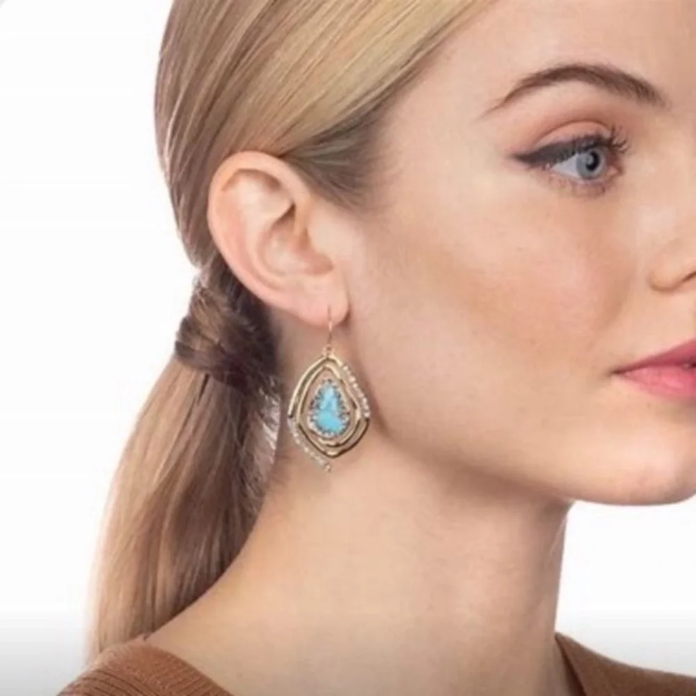 ALEXIS BITTAR • Roxbury Spiral Crystal Encrusted Turquoise Drop Earrings